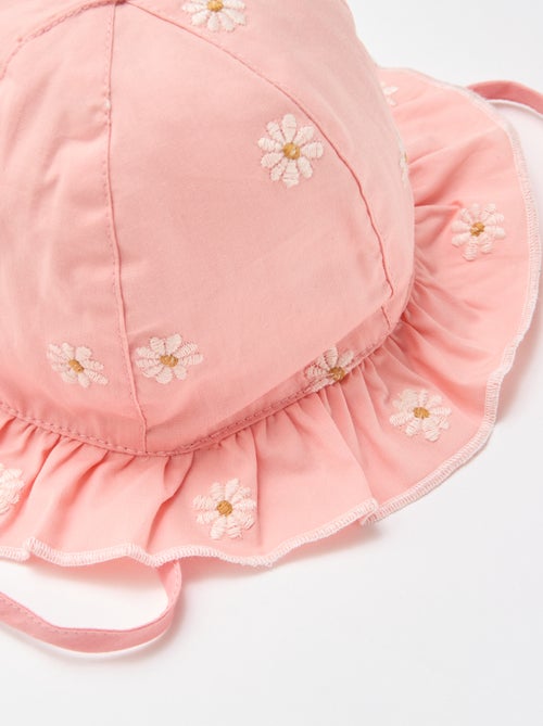 Gorro tipo pescador con volante y flores bordadas - Kiabi