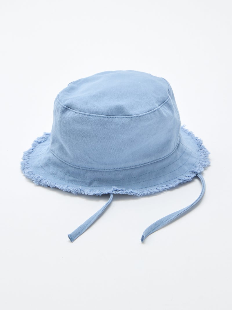 Gorro tipo pescador liso con flecos y cordones de algodón Azul - Kiabi