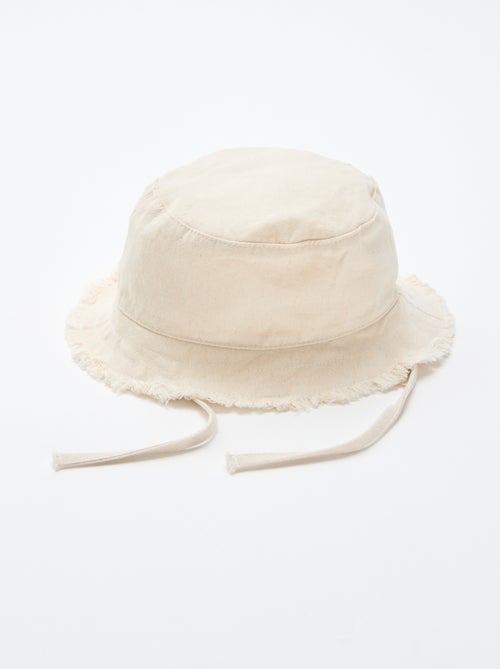 Gorro tipo pescador liso con flecos y cordones de algodón - Kiabi