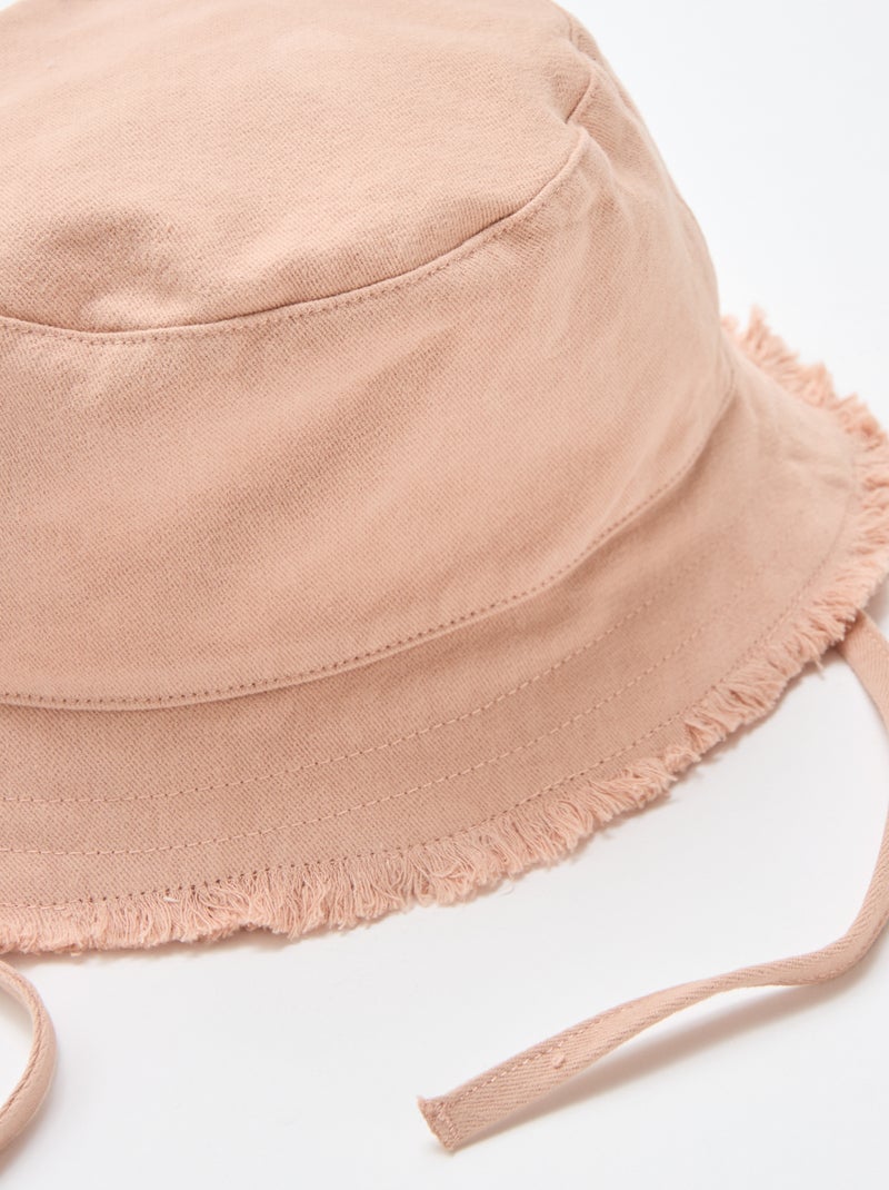 Gorro tipo pescador liso con flecos y cordones de algodón Rosa - Kiabi