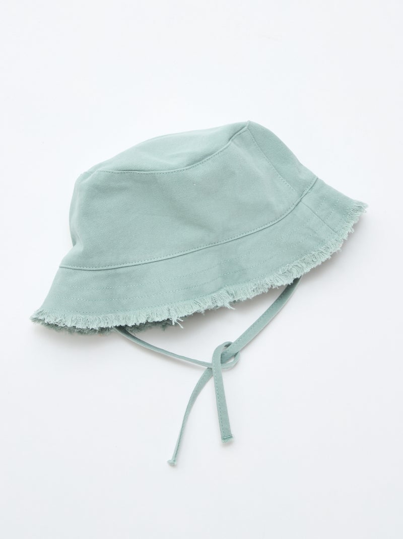 Gorro tipo pescador liso con flecos y cordones de algodón Verde - Kiabi