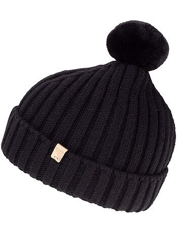 Gorro ultra suave, pompón de imitación de piel, talla única mujer