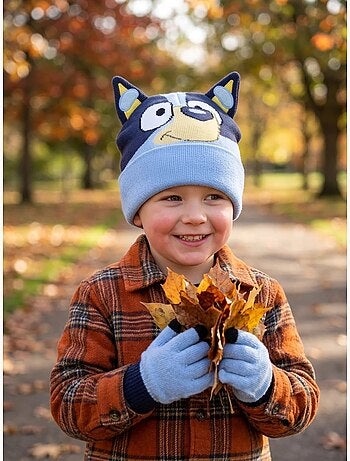 Gorro y guantes infantil de acrílico suave bluey