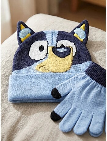 Gorro y guantes infantil de acrílico suave bluey