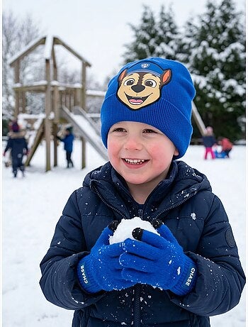 Gorro y guantes infantiles de acrílico pat' patrouille nickelodeon