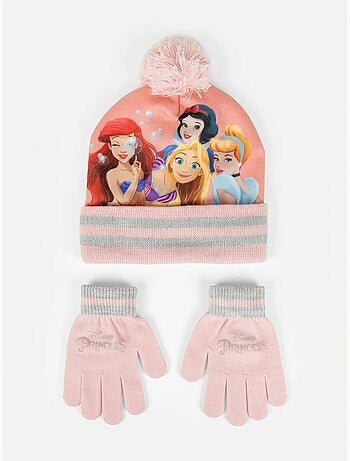 Gorro y guantes princesas disney infantil