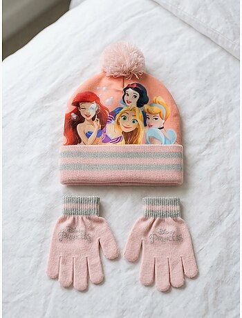 Gorro y guantes princesas disney infantil