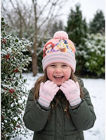 Gorro y guantes princesas disney infantil