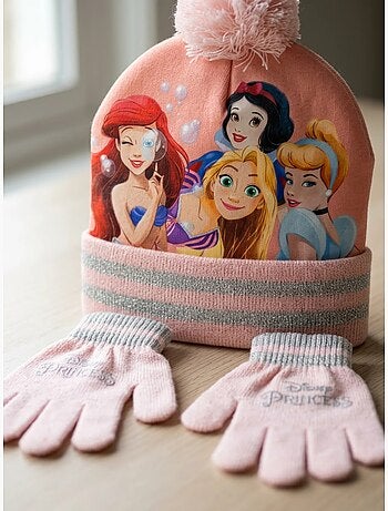 Gorro y guantes princesas disney infantil