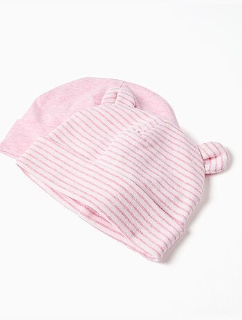 Gorros de Algodón Rosa y Rayas