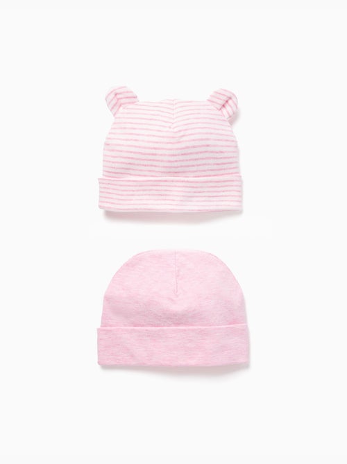 Gorros de Algodón Rosa y Rayas - Kiabi