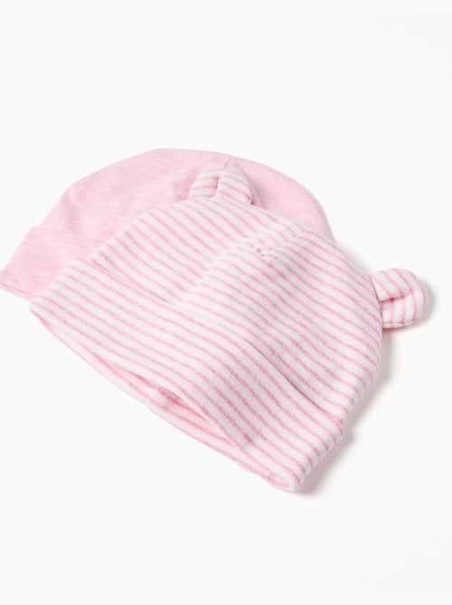 Gorros de Algodón Rosa y Rayas - Kiabi