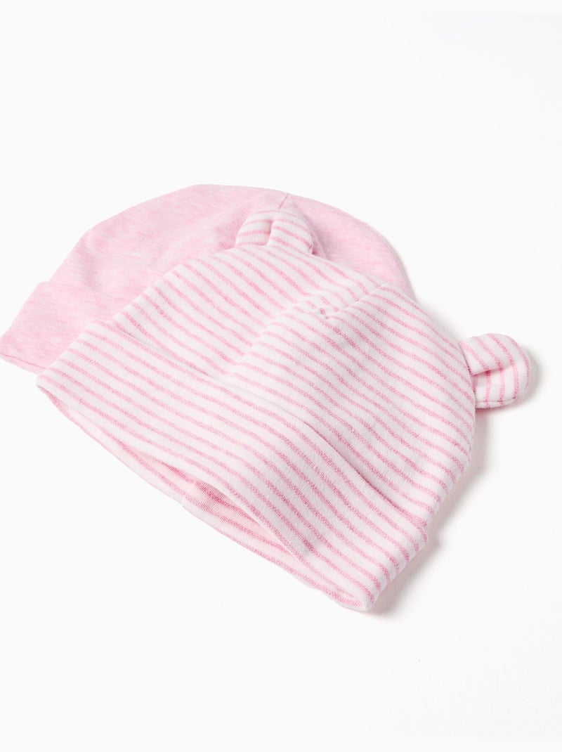 Gorros de Algodón Rosa y Rayas Blanco Rosa - Kiabi