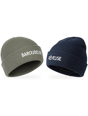 Gorros mujer lurex pailletado mensaje bordado ozabi - pack de 2