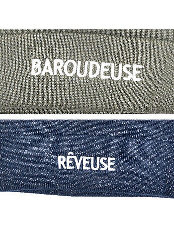 Gorros mujer lurex pailletado mensaje bordado ozabi - pack de 2