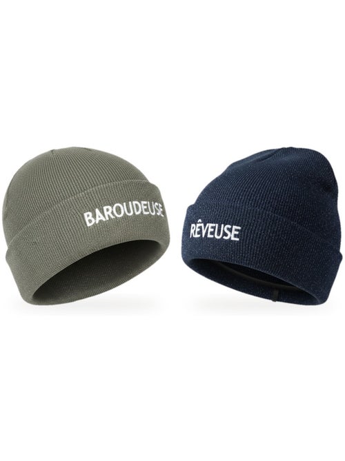 Gorros mujer lurex pailletado mensaje bordado ozabi - pack de 2 - Kiabi