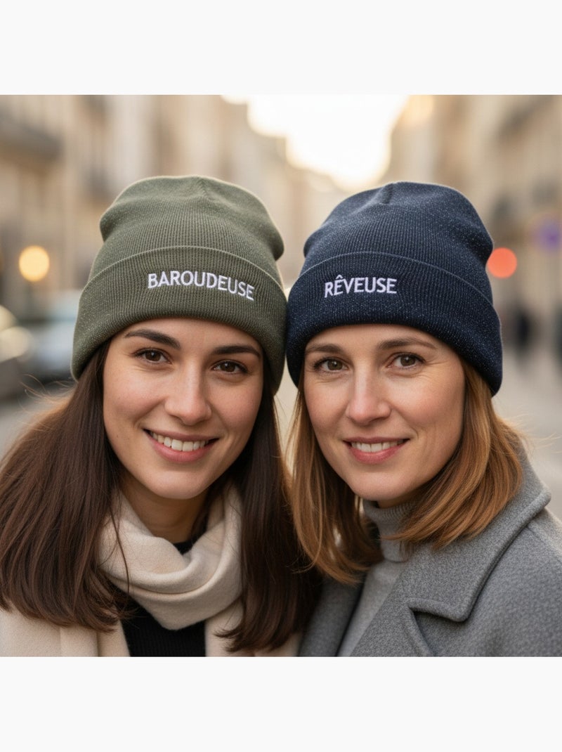 Gorros mujer lurex pailletado mensaje bordado ozabi - pack de 2 Azul Verde - Kiabi