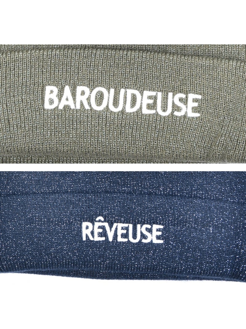 Gorros mujer lurex pailletado mensaje bordado ozabi - pack de 2 Azul Verde - Kiabi