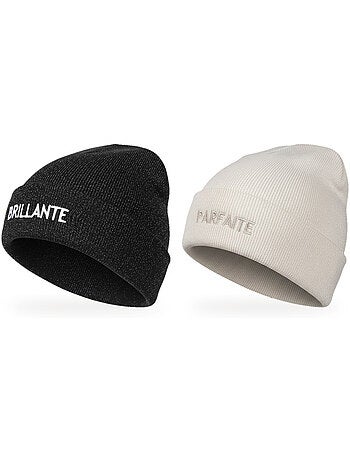 Gorros mujer lurex pailletado mensaje bordado ozabi - pack de 2