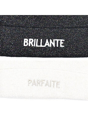 Gorros mujer lurex pailletado mensaje bordado ozabi - pack de 2