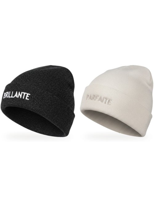 Gorros mujer lurex pailletado mensaje bordado ozabi - pack de 2 - Kiabi