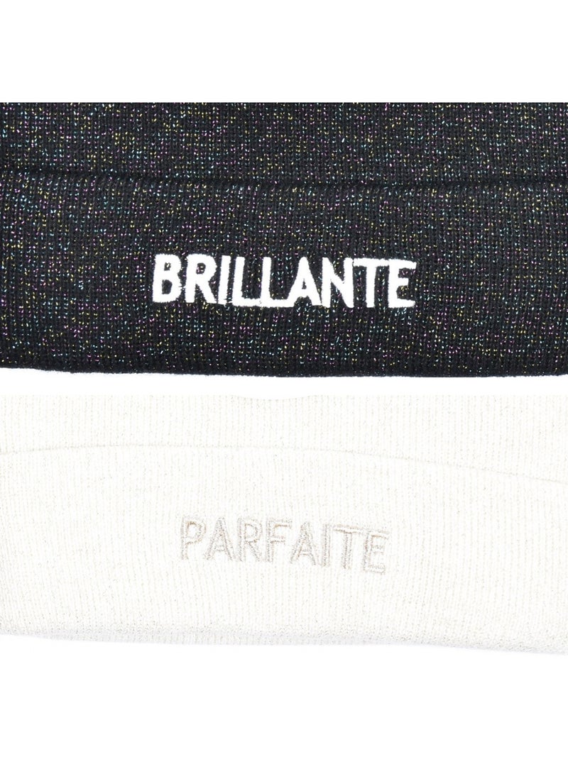 Gorros mujer lurex pailletado mensaje bordado ozabi - pack de 2 Beige/Negro - Kiabi
