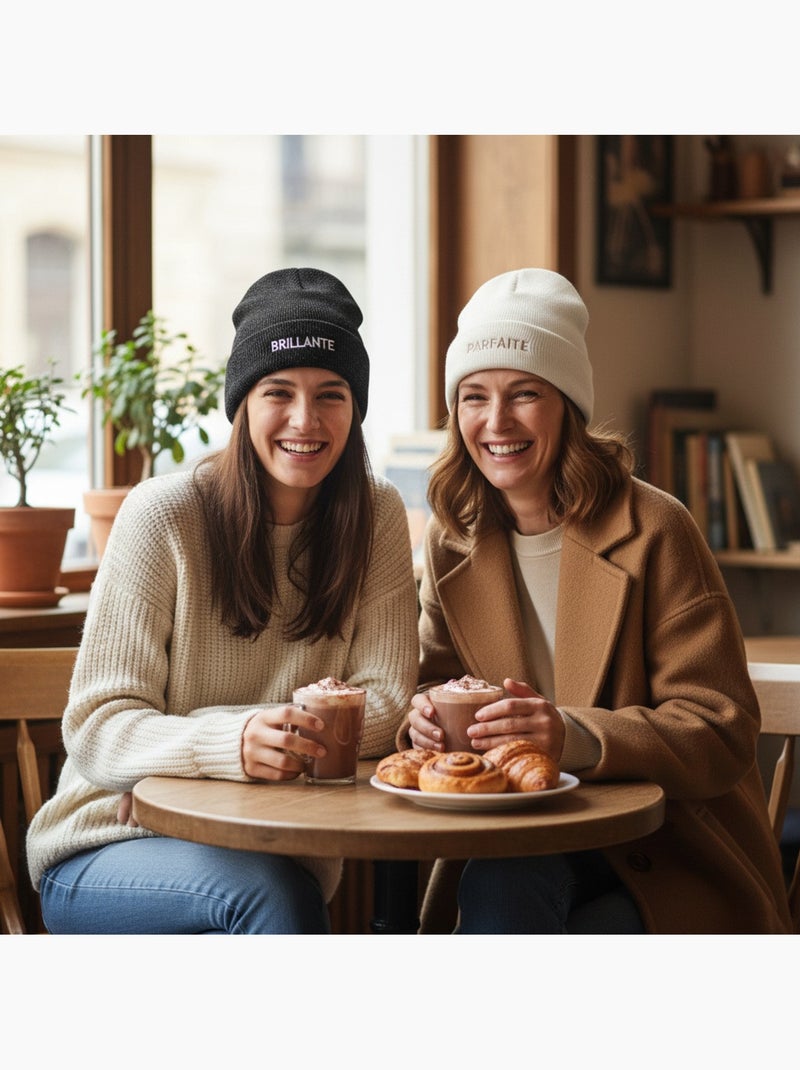 Gorros mujer lurex pailletado mensaje bordado ozabi - pack de 2 Beige/Negro - Kiabi