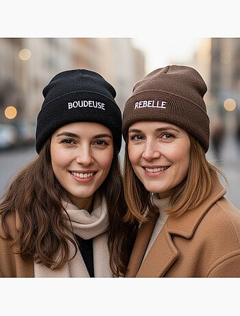 Gorros mujer lurex pailletado mensaje bordado ozabi - pack de 2