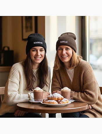 Gorros mujer lurex pailletado mensaje bordado ozabi - pack de 2