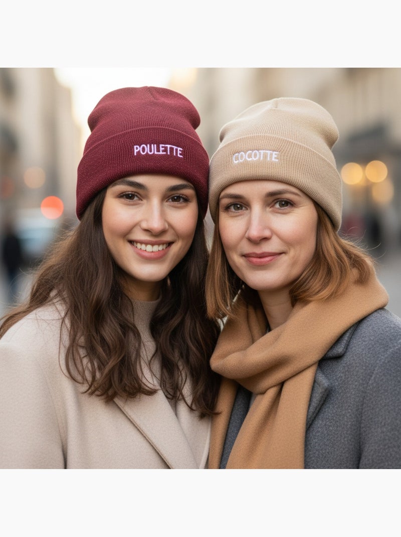 Gorros mujer lurex pailletado mensaje bordado ozabi - pack de 2 Rojo burdeos - Kiabi