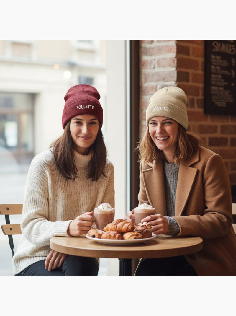 Gorros mujer lurex pailletado mensaje bordado ozabi - pack de 2 Rojo burdeos - Kiabi