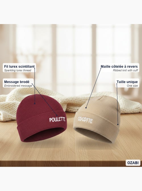 Gorros mujer lurex pailletado mensaje bordado ozabi - pack de 2 - Kiabi Gorros mujer lurex pailletado mensaje bordado ozabi - pack de 2 - Kiabi