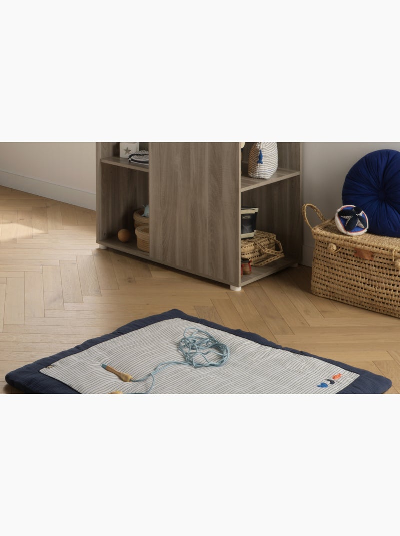 Gran alfombra de juegos de doble gasa de algodón - SAUTHON Azul Blanco - Kiabi