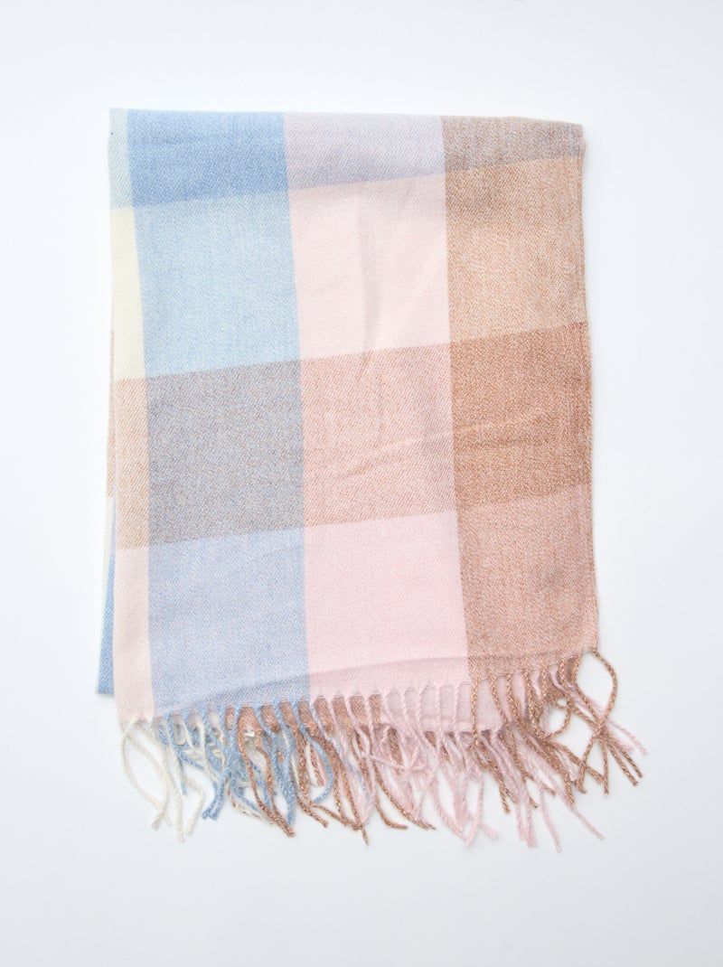 Gran bufanda de cuadros Beige - Kiabi