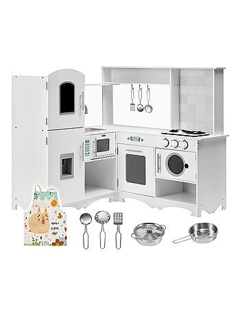 Gran cocina de esquina madera con lavadora Mamabrum