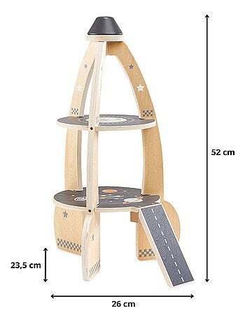 Gran cohete espacial madera con garaje y accesorios Mamabrum