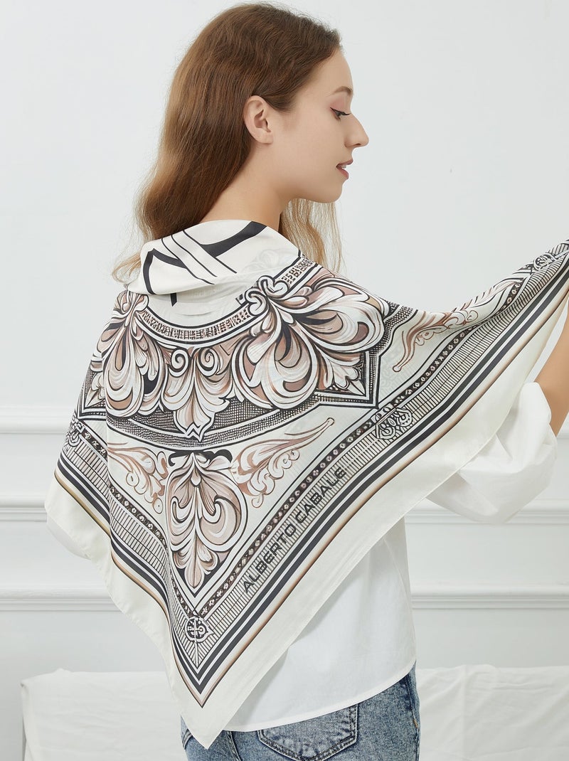 Gran Pañuelo de seda Authentic Zoé Beige - Kiabi