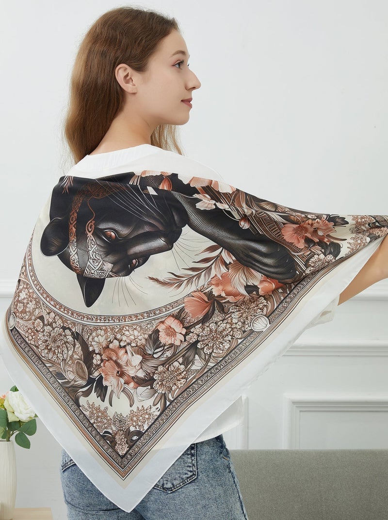 Gran Pañuelo de seda Black Panther Zoé Beige - Kiabi