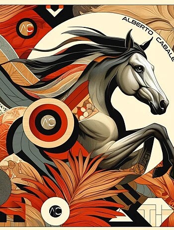 Gran Pañuelo de seda Fire Horse Zoé