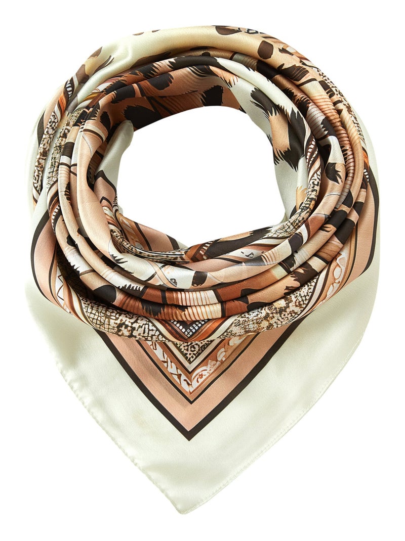 Gran Pañuelo de seda original Leopardo Zoé Rosa - Kiabi