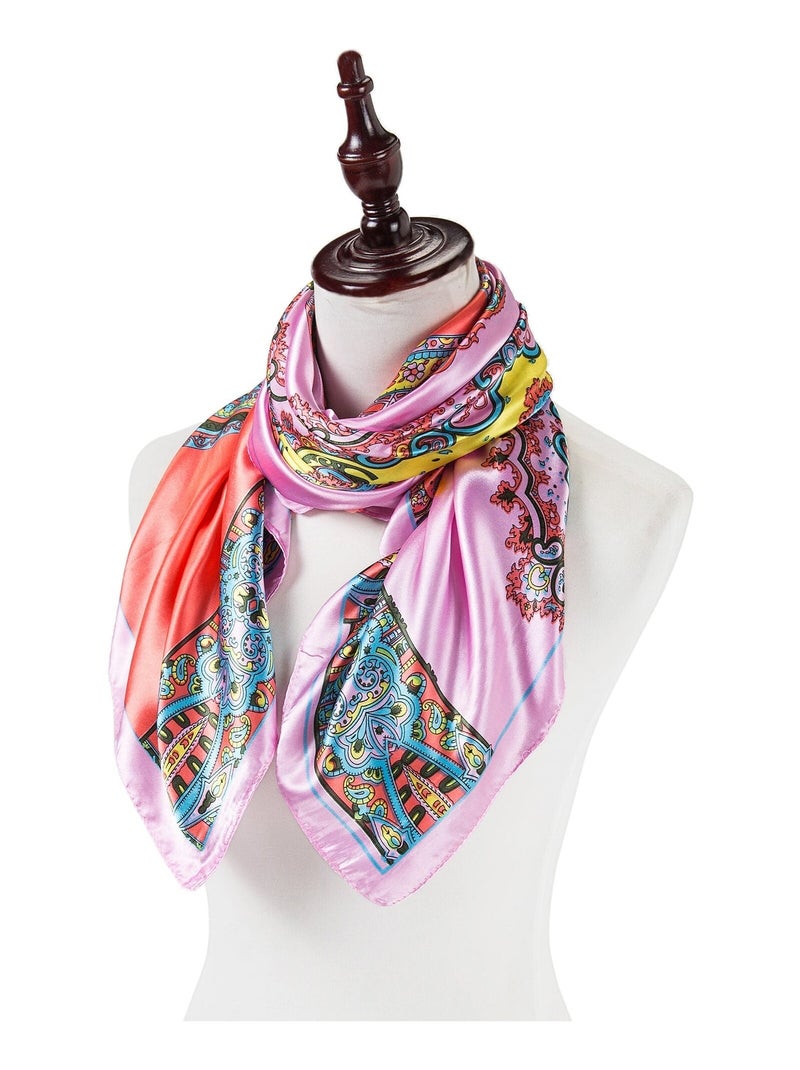Gran Pañuelo de Seda Rosa Naranja Amarillo Zoé Multicolor - Kiabi