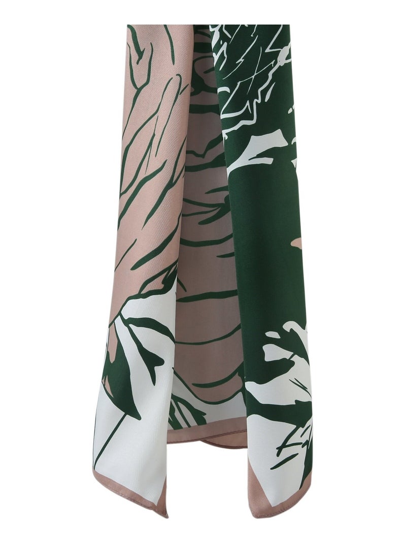Gran Pañuelo de Seda Rosa Zoé Verde - Kiabi