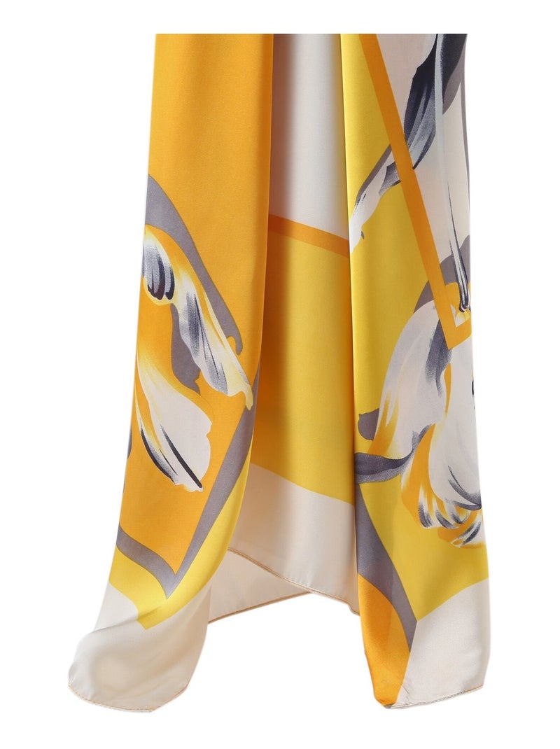 Gran Pañuelo de Seda Springflower Zoé Amarillo - Kiabi