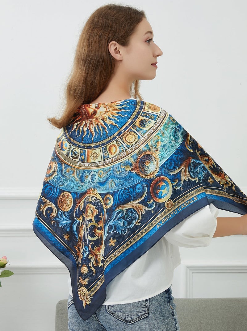 Gran Pañuelo de seda Sunkissing Zoé Azul - Kiabi