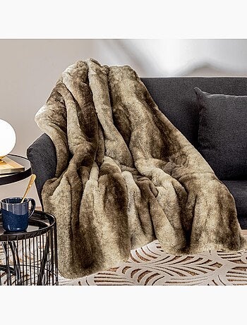 Grizzli beige faux fur throw 120x160cm