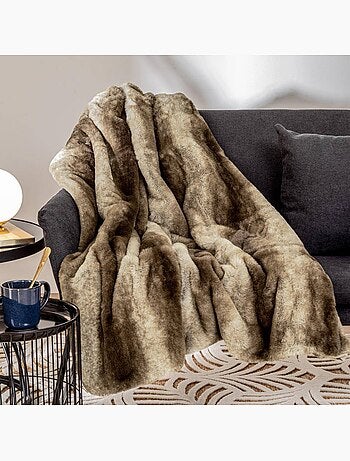 Grizzli beige faux fur throw 120x160cm