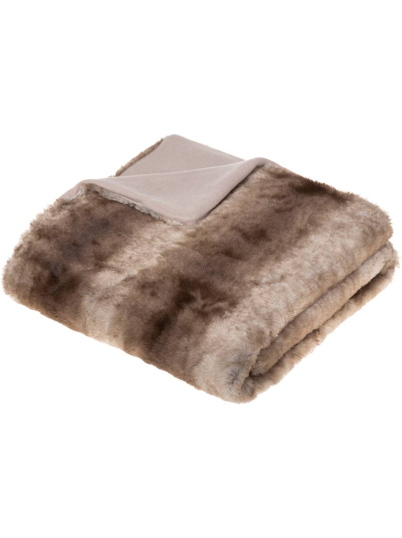 Grizzli beige faux fur throw 120x160cm Marrón - Kiabi