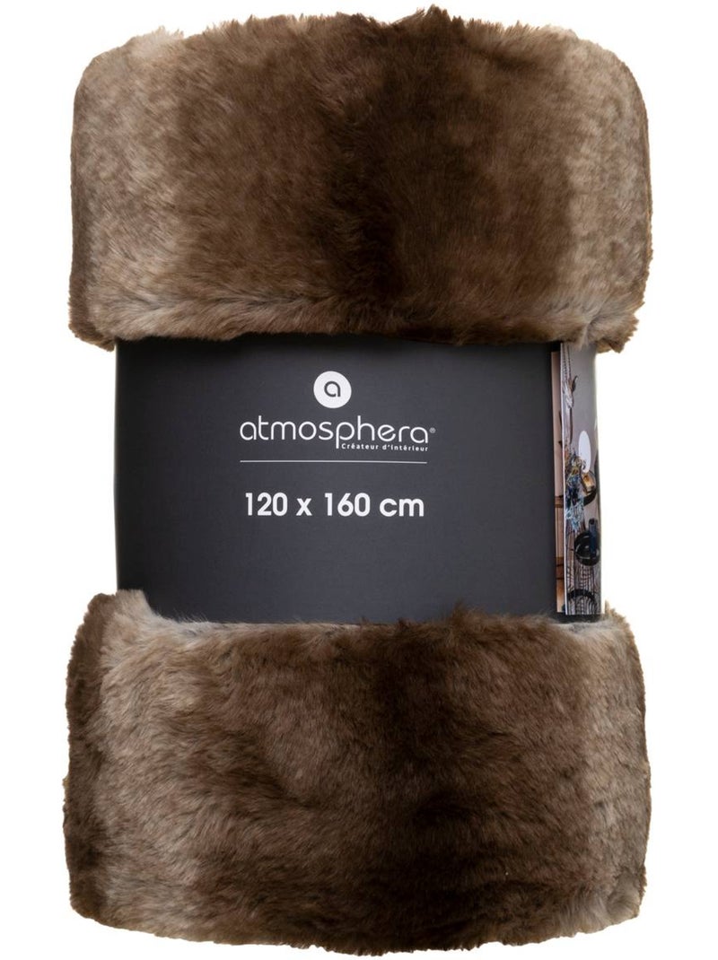 Grizzli beige faux fur throw 120x160cm Marrón - Kiabi