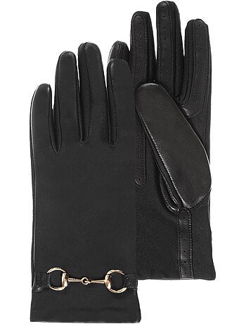 Guantes almohadillas táctiles de cuero de oveja - forradas de poliéster mujer isotoner