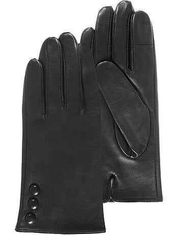 Guantes almohadillas táctiles de piel de cordero plena flor - forrado mujer isotoner